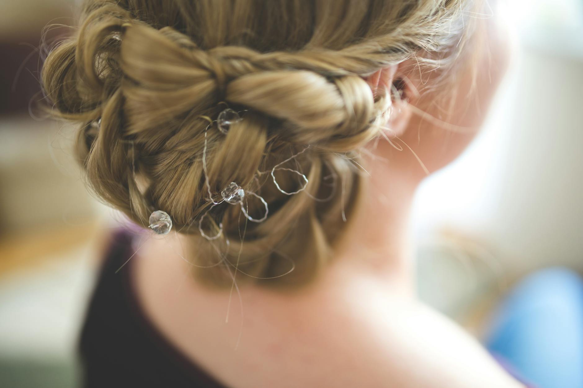 Elegant bridal hair updo for wedding day